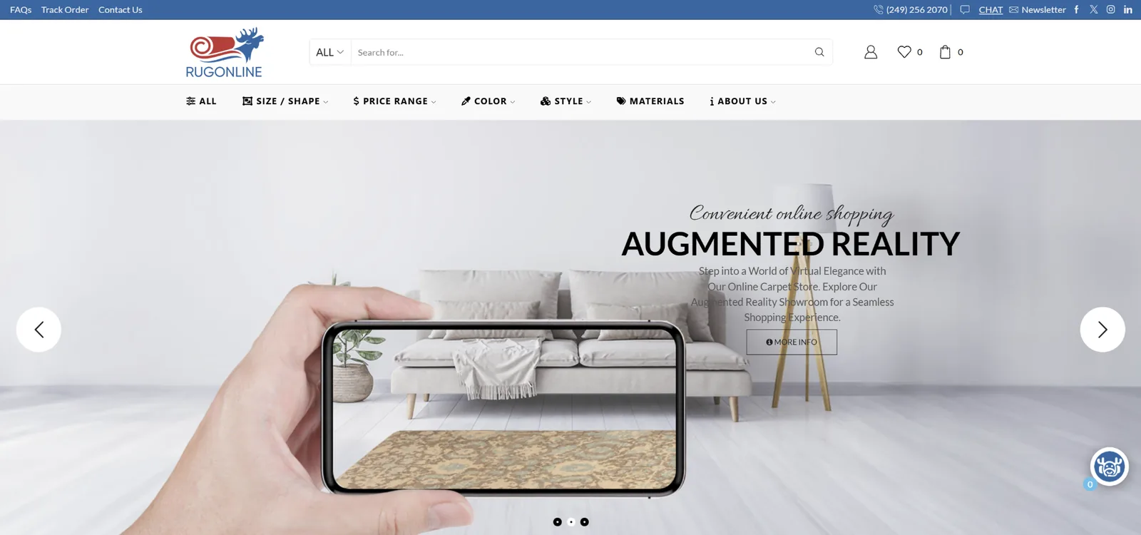 RUGONLINE augmented reality website screenshot